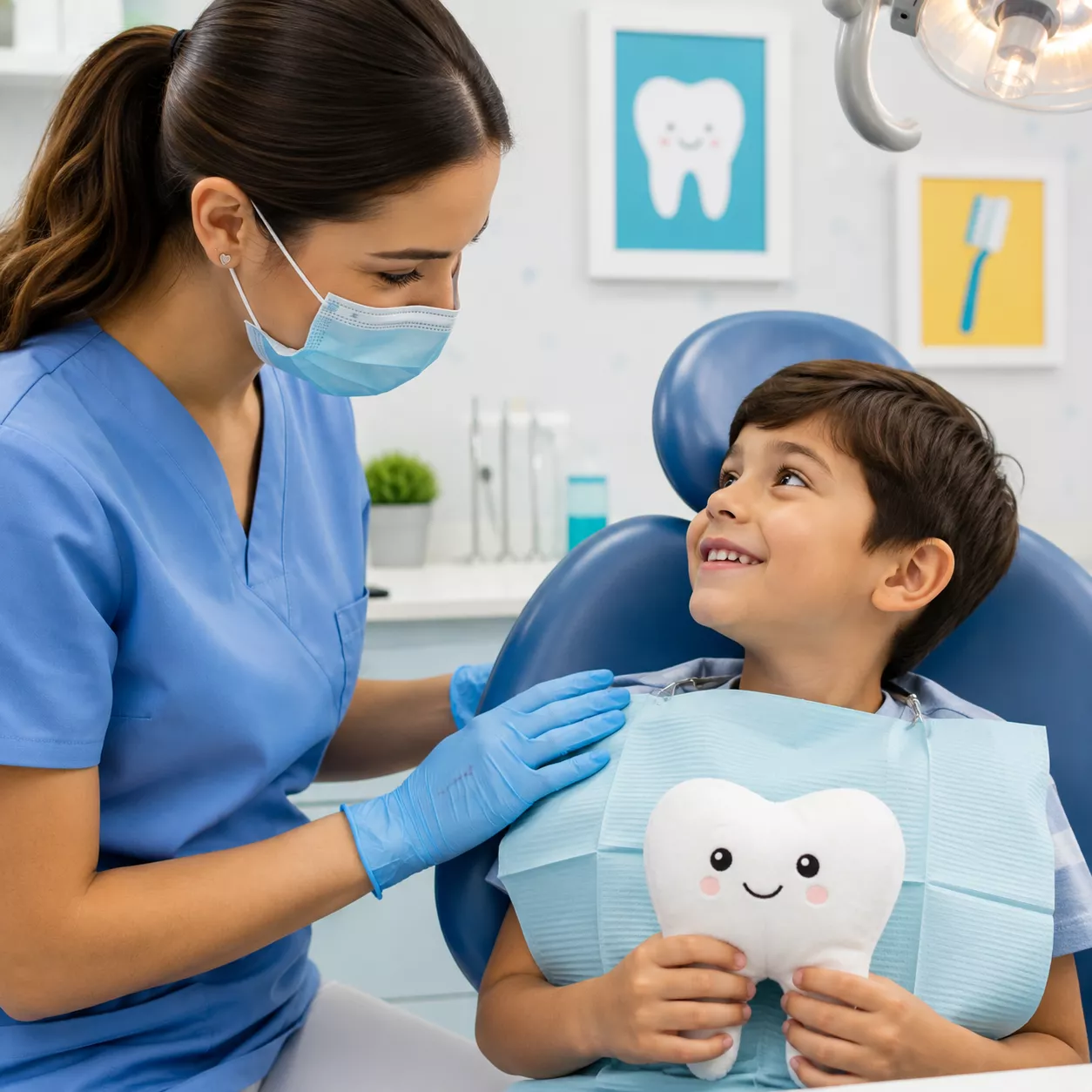 Child with a knocked-out baby tooth
